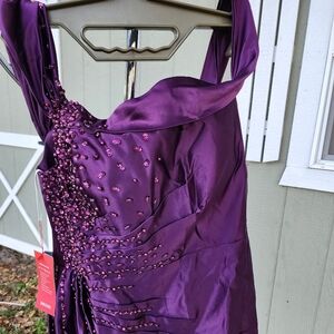 Purple Beaded Halter Dress